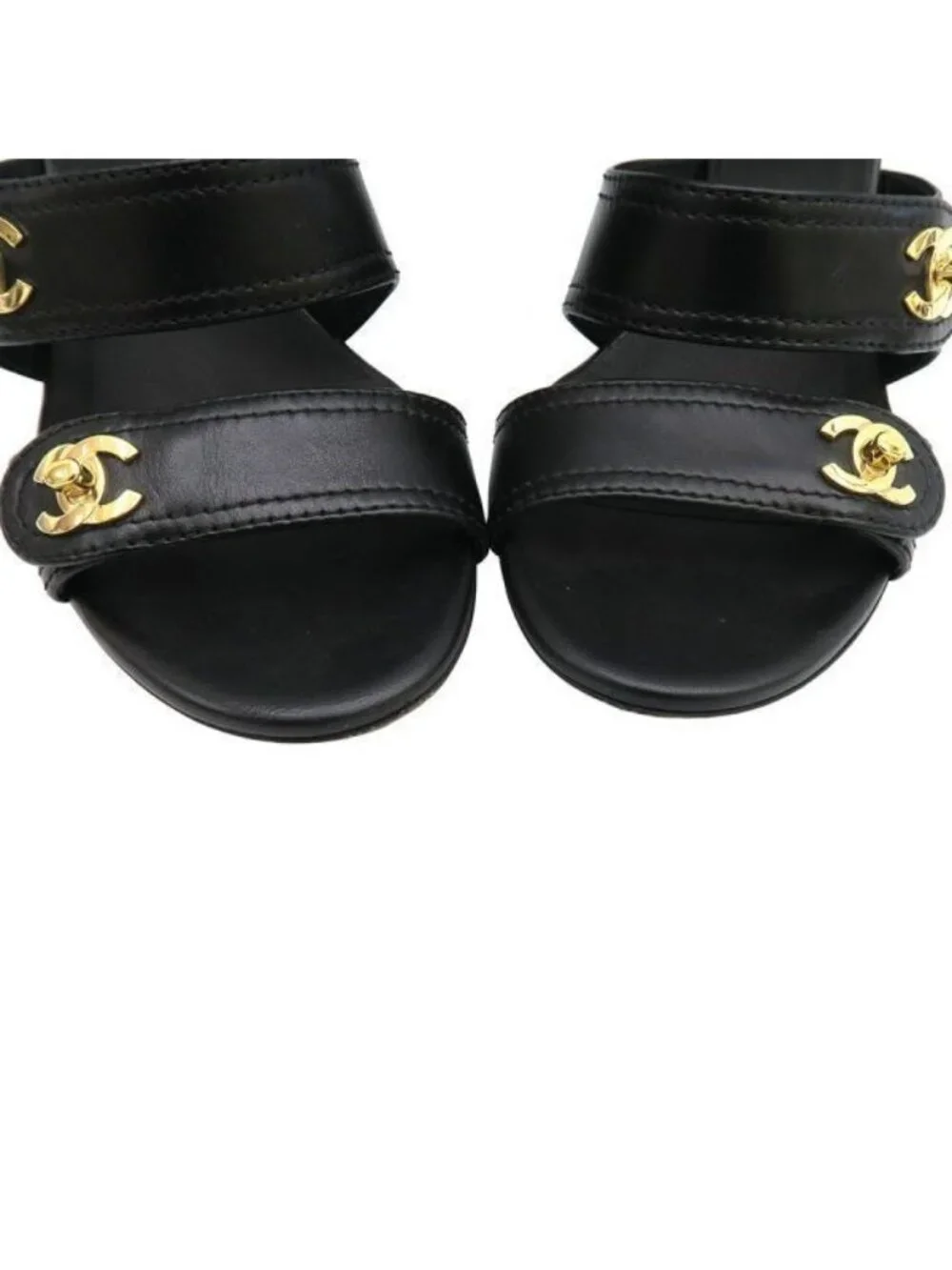 Chanel Sandals Leather Black